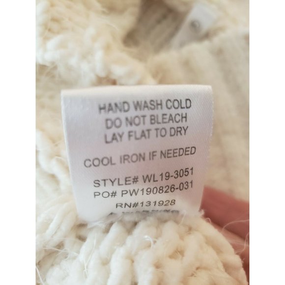 Wishlist Mock Neck Chevron Chenille Sweater - Cream Women's Size M/L - Picture 6 of 7